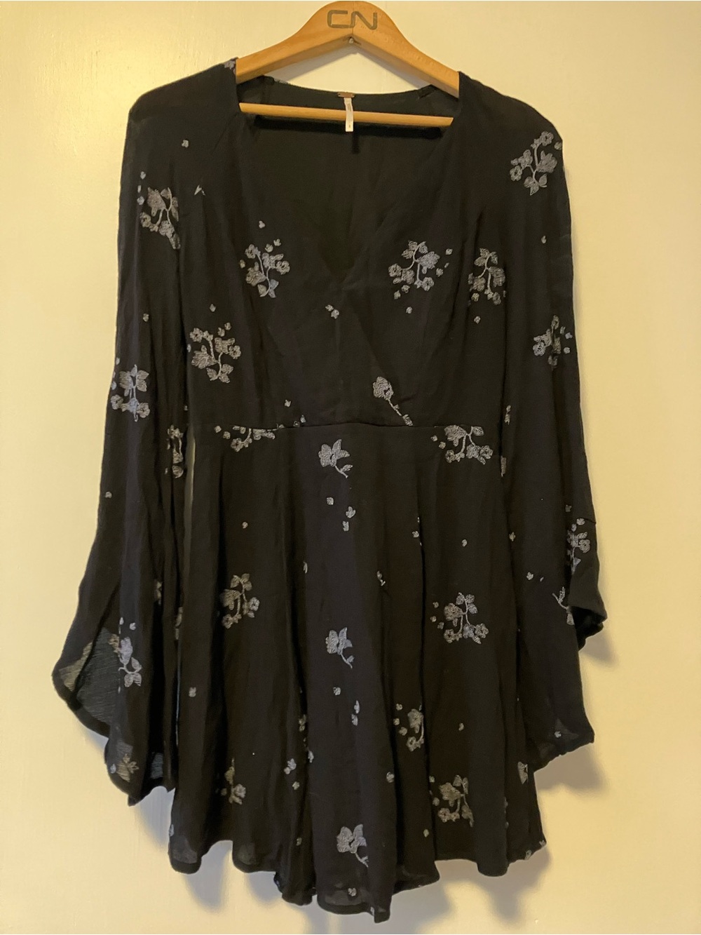 Free People Black Boho Floral Mini Dress or Tunic